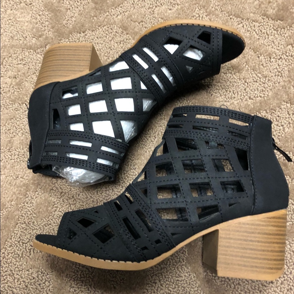 Open Booties- Black size 6.5 Never worn!